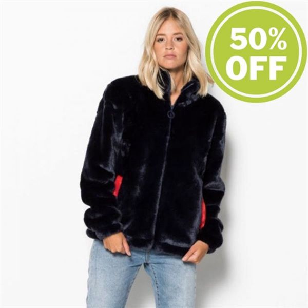 Jaqueta De Inverno Fila Mulher Azul Marinho - Fila Arianna High Neck Fur Cozy Fur For The Winter Loj